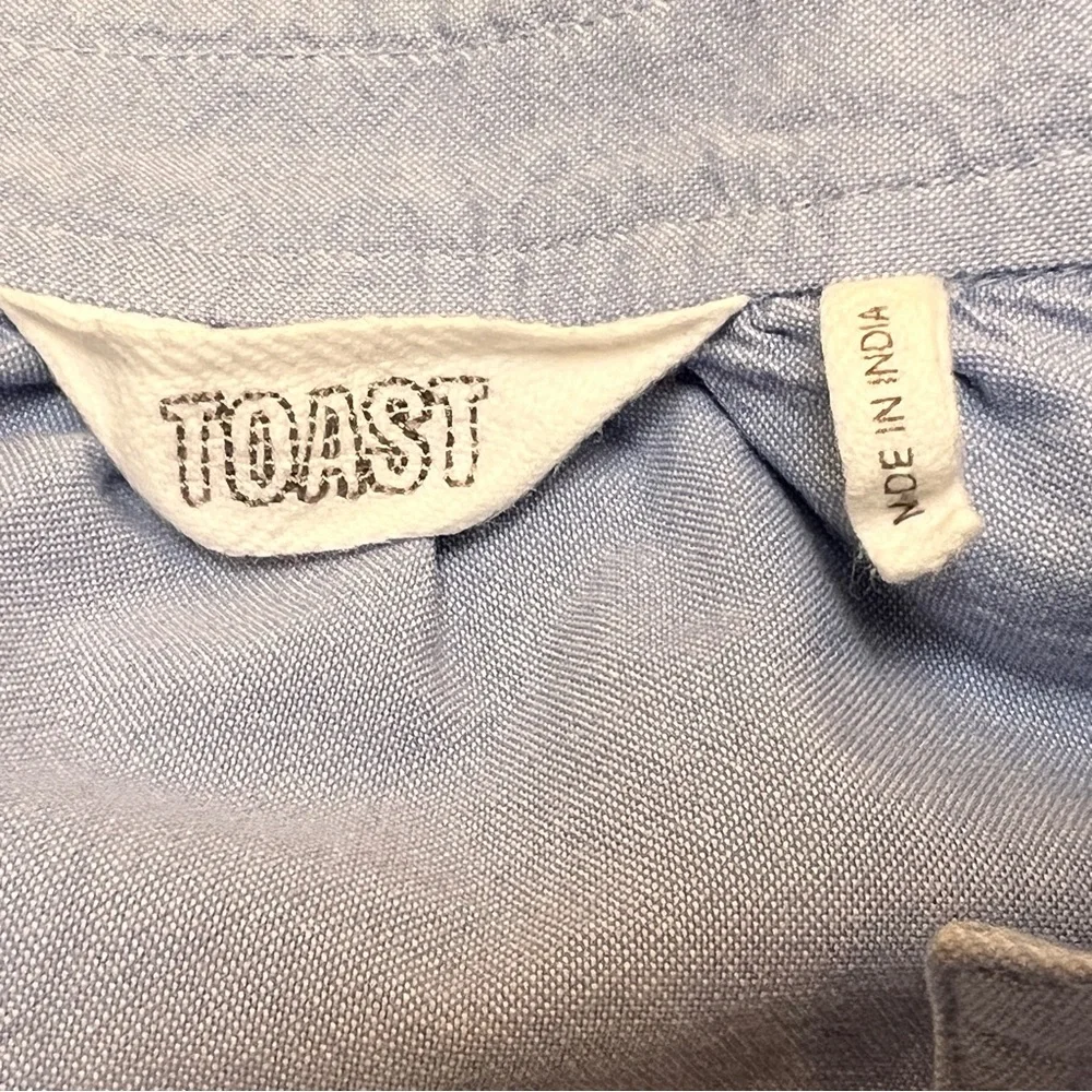 TOAST Catrin Cotton Oxford Easy Shirt Chambray Band Collar Raglan | Size: XXS - Picture 5 of 7